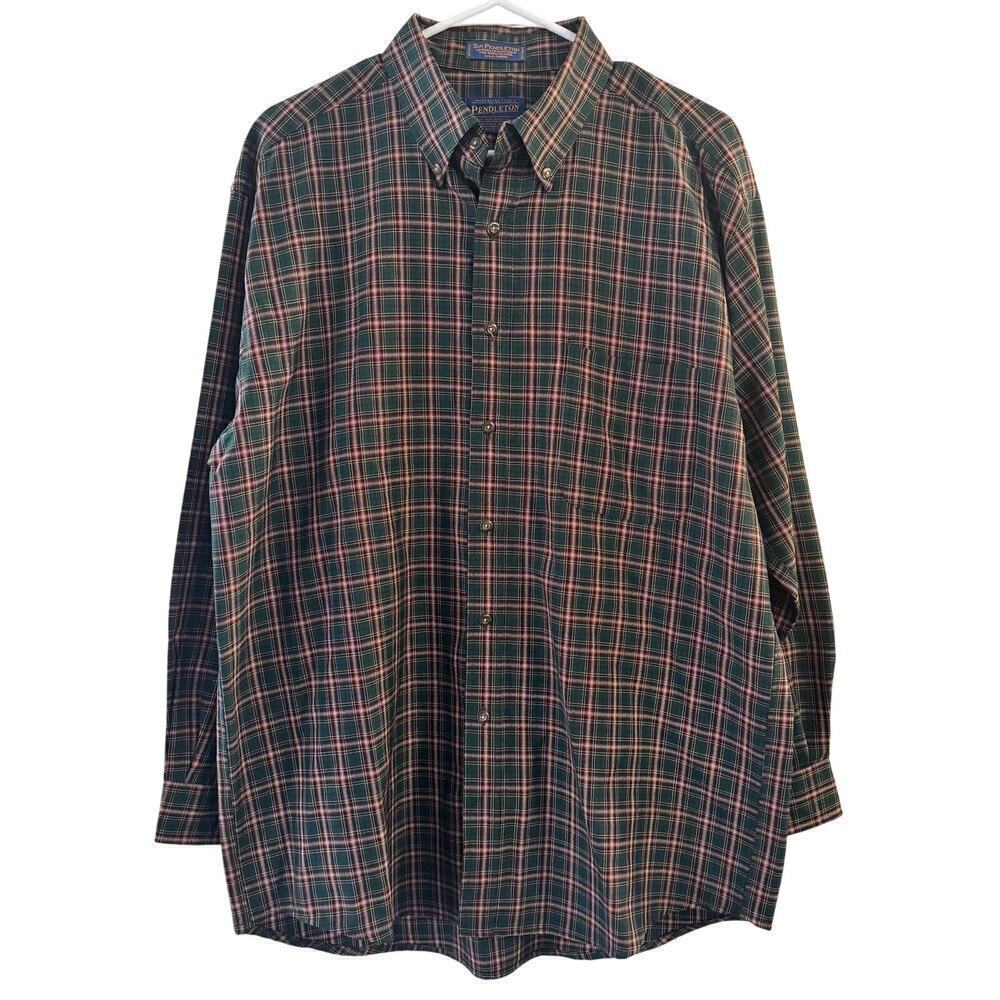 Vintage Sir Pendleton Wool Plaid Long Sleeve Mens Shirt Size Large Dark Academia